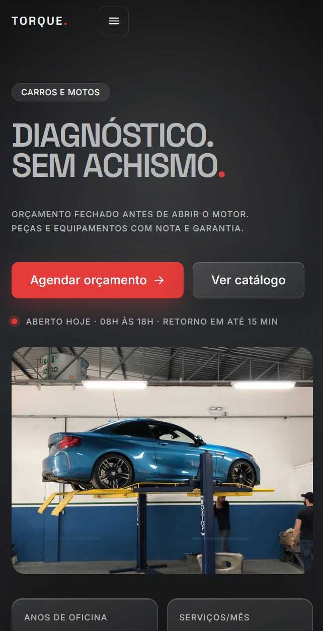 Tela mobile de sistema web desenvolvido pela Amarus Freire